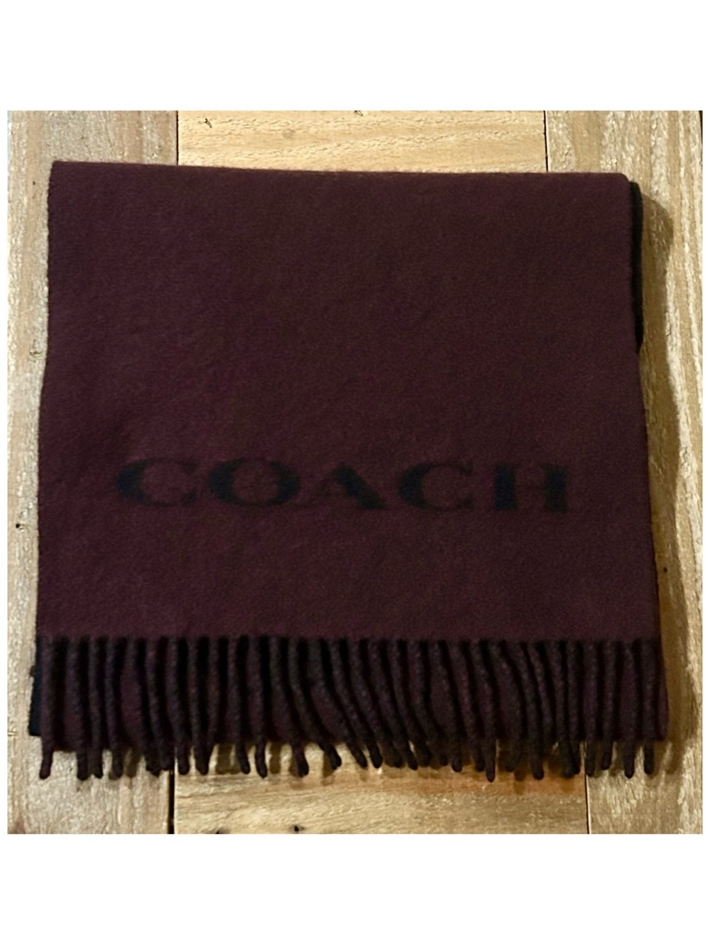 COACH Double Faced Cashmere Muffler Scarf (CB694). - Picture 11 of 12